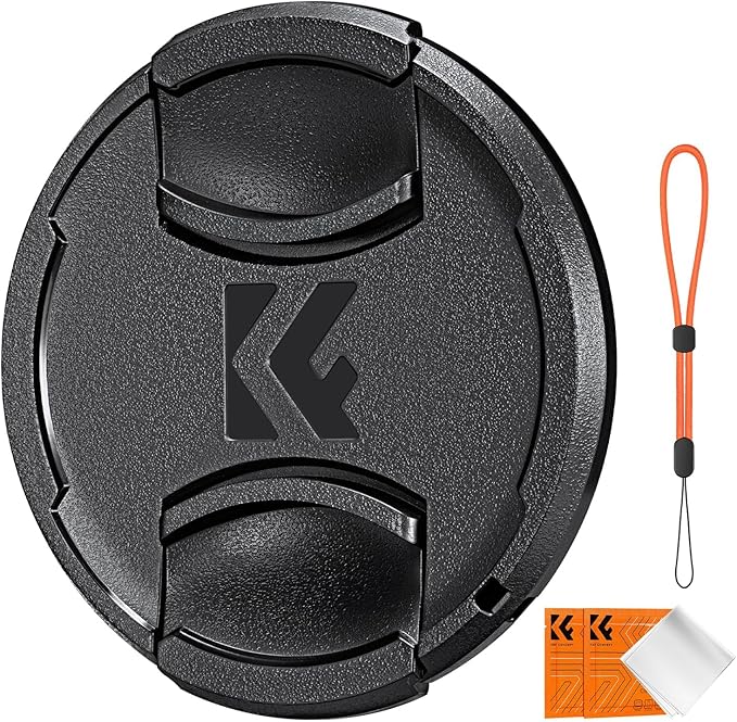 K&F CONCEPT 95mm Lens Cap Cover, 4-in-1 Center Pinch Lens Cover + Anti-Loss Keeper Leash + Microfiber Cleaning Cloth Kits Compatible with Nikon, Canon, Sony, Fujifilm Camera Lenses