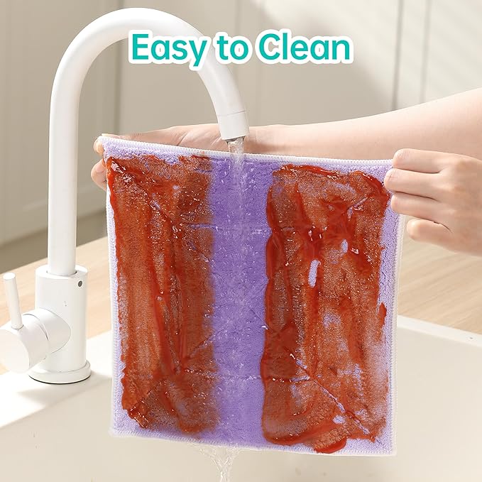 JOYMOOP 10 Pack Microfiber Cleaning Cloth 10” x 10”, Mixed Color Kitchen Towels, Reusable Dish Towels for Kitchen Drying, Washable Dish Rags for Washing Dishes, Absorbent Lint Free Cleaning Cloths