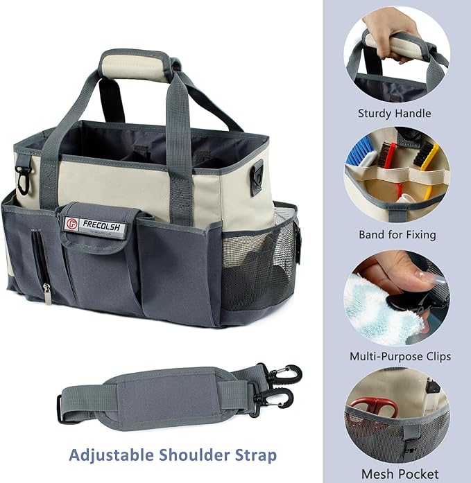 Cleaning Caddy for Cleaning Suppliers Organizer with Pockets for House Cleaning Essentials, Cleaning Organizer, Wearable Cleaing Bag Tote, Storage Caddy for Housekeeping