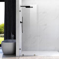 39" W ×80" H Shower Glass Panel, Frameless Fixed Glass Shower Panel with Clamps, 3/8" (10mm) Thick Clear Certified Tempered Shower Door, Bathroom Shower Screen in Space Gray UKH07B2-39X80-SG
