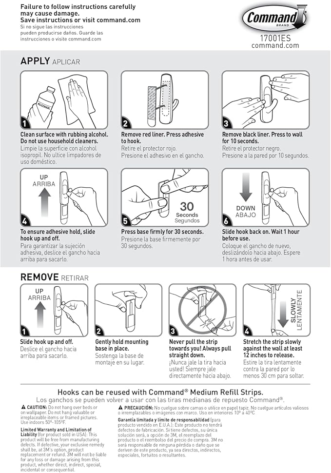 Command Medium Utility Hooks, 9 Wall Hook and 12 Strips, Damage-Free Hanging with Adhesive, No Tools Great for Hanging, Organization and Storage, Holds up to 3 lb