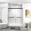 Double Sliding 56-60" W×72" H Shower Door,Semi-Frameless Sliding Glass Shower Door with 1/4''(6mm) Clear SGCC Tempered Glass,for Walk-in Shower Enclosure,Black