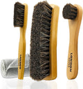 Horsehair Shoe Brush Kit 4 Piece – Premium Horsehair Shoe Brush Set for Leather Shoes & Boots, Shine Brush, Dauber Applicator, Suede Cleaner & Microfiber Cloth.