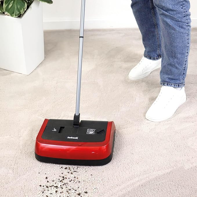 Ewbank Evolution Multi Surface Cordfree Non-Electric Portable Hardwood Floor and Carpet Sweeper with Adjustable Height