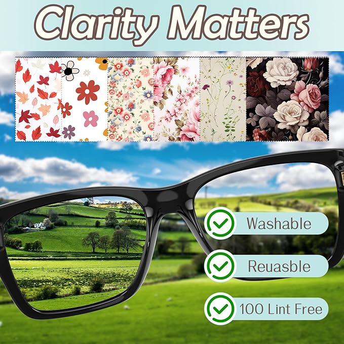6 PCS Glasses Cleaning Cloth Eyeglass Lens Microfiber Cleaning Cloth Reusable Phone Screens Camera Cute Aesthetic Women Girls(6.3"x6.3")-Pink
