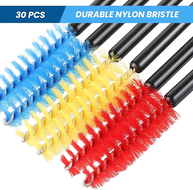Outus 30 Pieces Hummingbird Feeder Cleaning Brush Mini Nylon Brush Set Cleaner for Bottles, Tubes, Jars, Bird Feeder (0.3 Inches/ 3.9 Inches)