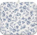 Blue Floral Dish Drying Mat for Kitchen Counter, French Farmhouse Style Microfiber Drying Rug, Washable and Absorbent Kitchen Countertop Dish Drainer, 16x18 Inch