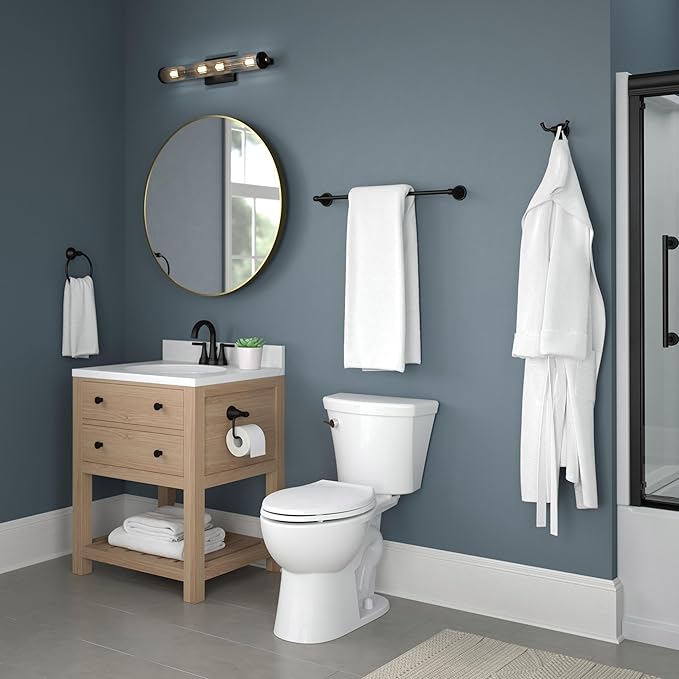 Delta Faucet Becker (1-Pack) Toilet Paper Holder, Matte Black, Wall Mounted Euro Hook Design BCK50-MB