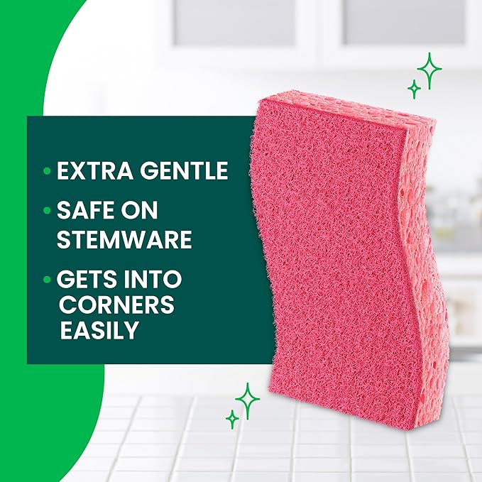 Scotch-Brite Delicate Care Scrub Sponges, 9 Count (3 Packs of 3) – Non-Scratch Cleaning for Glassware, Non-Stick Cookware