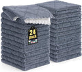 Mordimy 24 Pack Kitchen Cloths Dish Towels (10" x 10", Dark Grey & White), Super Soft and Absorbent Dish Cloths, Coral Velvet Microfiber Cleaning Cloth, Nonstick Oil Fast Dry Dishcloths