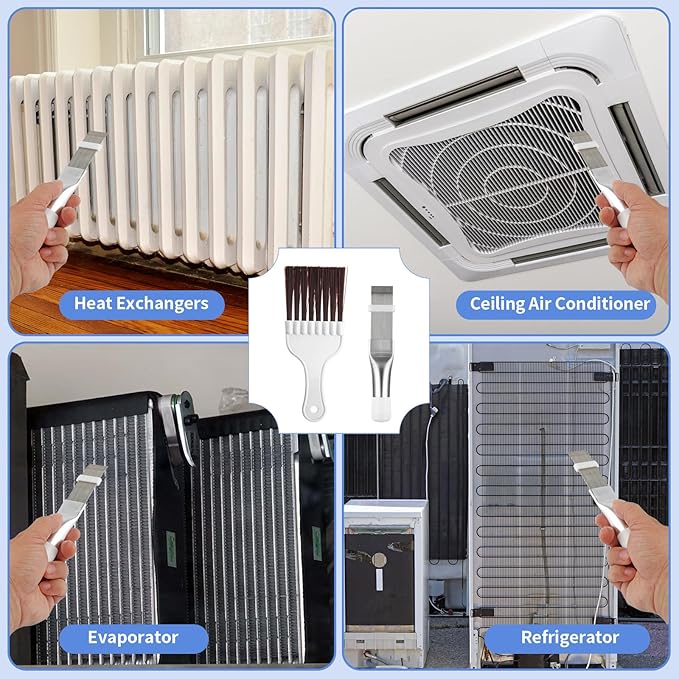 Air Conditioner Condenser Fin Comb, 2 pcs Coil Cleaning Brush, AC Coil Comb Whisk Brush, Evaporator Radiator Refrigerator Repair Tool