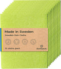 Original Swedish Dishcloth – Made in Sweden, 10 Cloths, Reusable & Biodegradable Cellulose Sponge for Kitchen, Suitable for All Surfaces, Odour Resistant Eco Cleaning – Green