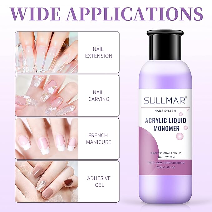 Acrylic Monomer Liquid Acrylic Liquid For Nails Monomer Acrylic Liquid Liquid Acrylic Monomer Nail Monomer Liquid Monomer 75ml 2.5FL.OZ