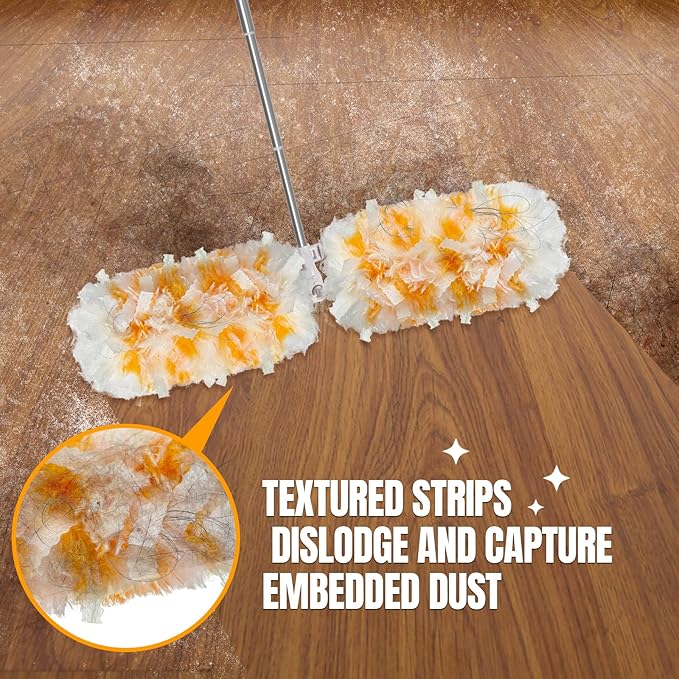 Gelibo Duster Kit with 6 ft Super Extendable Handle, 360° Rotating Ceiling Fan Duster with Locking Mechanism, Compatible with Swiffer, 5 Refills for Efficient Dusting in Hard-to-Reach Places