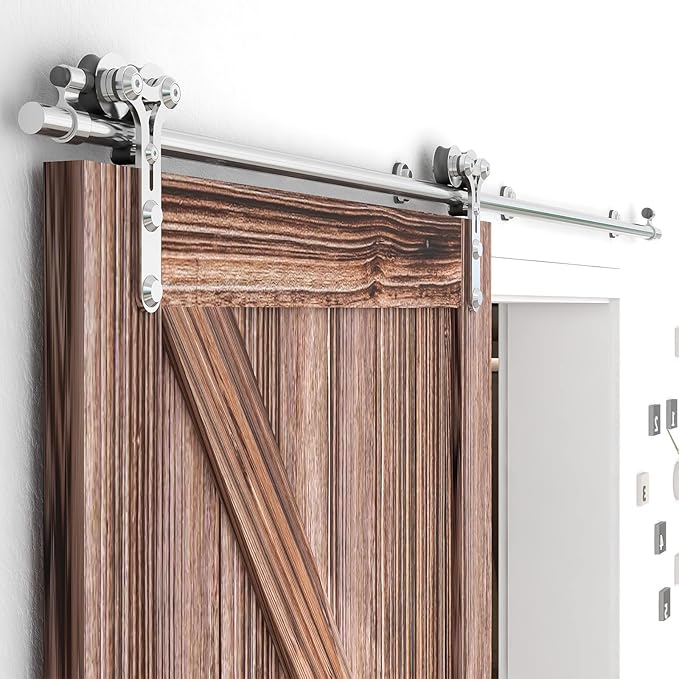 TSMST 10FT Sliding Barn Door Hardware Kit, Stainless Steel Heavy Duty Sturdy Barn Door Track for Single Wood Door, Slide Smoothly Quietly (Y Style)