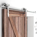 TSMST 12FT Sliding Barn Door Hardware Kit, Stainless Steel Heavy Duty Sturdy Barn Door Track for Single Wood Door, Slide Smoothly Quietly (Y Style)