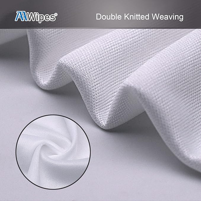 AAWipes Cleanroom Cloth Wipes 6"x6" (Bag of 150 Pcs) Double Knit 100% Polyester Wipers Lint Free Cloths with Ultra-fine Filaments, Laser Sealed Edge, Class 100 Cloths, Ultra-soft Wipes