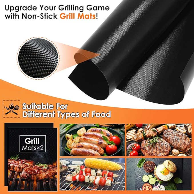 Yoehka BBQ Grilling Accessories Set, 34Pcs Heavy Duty Grill Tools for Outdoor Camping, Grilling Gifts for Men Dad, Stainless Steel Barbecue Utensils Kit with Mats and Glove in Carrying Bag, Silver