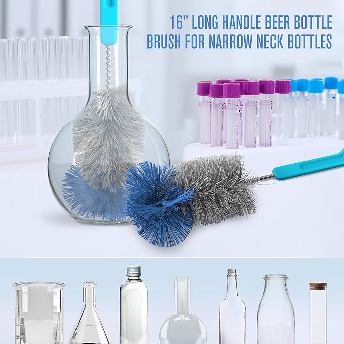 Houseables Bottle Brushes, Water Bottle Cleaner Brush Set, Hydroflask Cleaning Kit, Cup Cleaner Brush, Glass Brushes for Washing Glasses, Cup Scrubber, for Straw, Tumbler, Decanter, Flexible, 9 PK