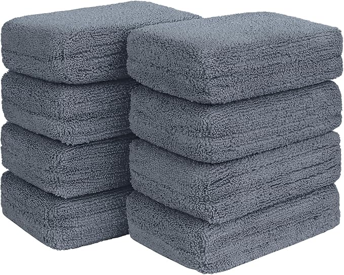 HOMEXCEL Microfiber Applicator Pads, Scratch-Free Car Wash Sponge for Cleaning, Premium Wax Foam Applicator Pads for Car Detailing, 5”x3”, 8 Pack, Grey