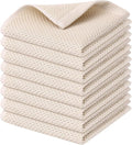 Kitinjoy 100% Cotton Kitchen Dish Cloths 8 Pack, Waffle Weave Ultra Soft Absorbent Dish Towels for Drying Dishes Quick Drying Kitchen Towels Dish Rags (12 X 12 Inches, Beige)