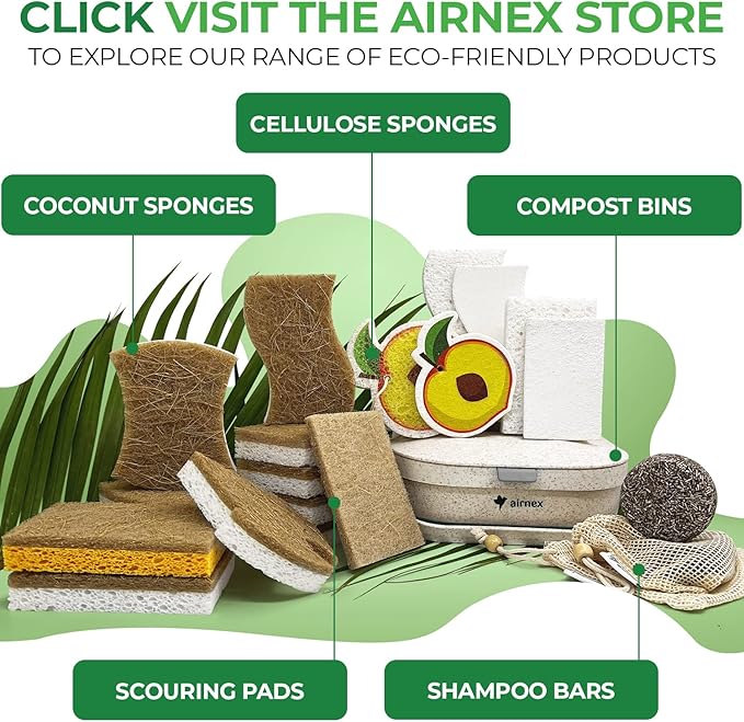Natural Kitchen Sponges (24 Pack) - Biodegradable Cellulose & Coconut Scrubber Dish Sponge for Kitchen - Eco-Friendly, Non Scratch, Compostable, Non Toxic Natural Sponges for Dishes