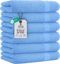 DAN RIVER 6-Pack Premium Hand Towels (16x28 Inches) - 100% Cotton, Ultra Soft, Lightweight, Highly Absorbent Towels for Bathroom, Spa, Gym, Salon, Hotel, and Travel - Medium Blue