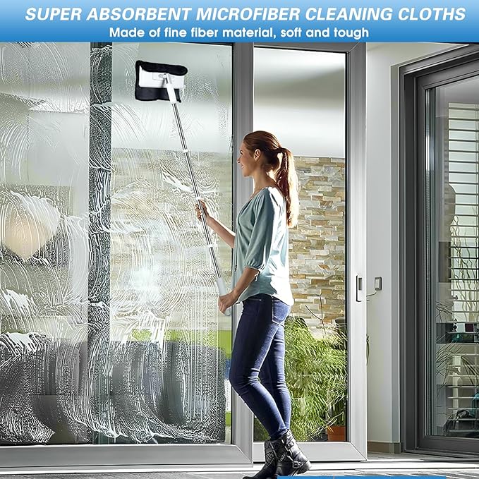 Disposable Dust Mop with 3 Shiny Cleaning Wipe Cloths, 360°Spin No Wash Mop, 4Ft Extension Pole Snap Grip Mini Mop -Automatic Cloth Changing, Small Disposable Dust Mop Set for Tile, Floor and Wall