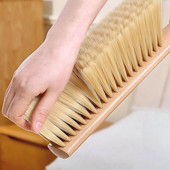 Soft Bristle Hand Brush Wooden Handle for Woodworking Shop Bench, Sawdust Removal Non-Scratch 14 Inch Long (2pcs Yellow)