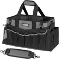 Wearable Cleaning Caddy Bag, Cleaning Caddy Supplies Organizer with Handle & Shoulder Straps for Housekeepers, Under Sink & Car Cleaning Tool Organizers with 4 Foldable Divider (DarkGrey)