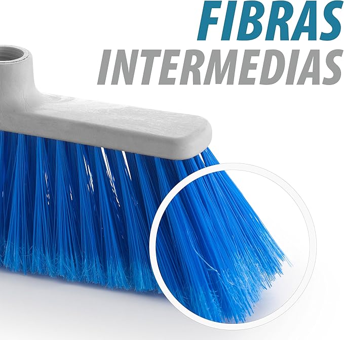 MAYA Poppy Broom - Soft and Efficient Sweep for Indoors - Lightweight and Sturdy Design (Blue)