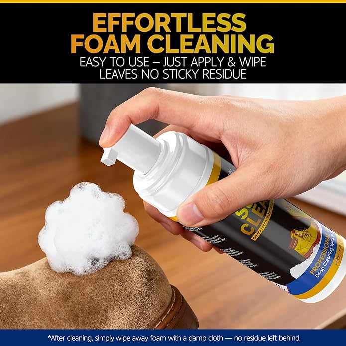 Suede Cleaner Kit – Premium Shoe Cleaner for Suede & Nubuck Shoes, Boots, Bags, Purses & Furniture – Safe, Non-Toxic Formula with Brush & Towel – Removes Stains, Salt & Dirt – 200ml