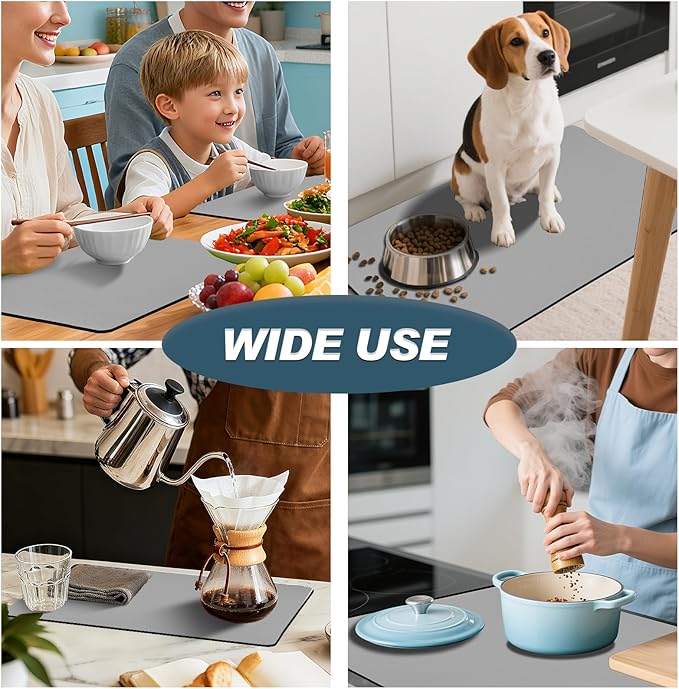 Dish Drying Mats for Kitchen Counter, Waterproof Coffee Mat for Countertop, Under Sink Mats, Coffee Bar Mat Accessories