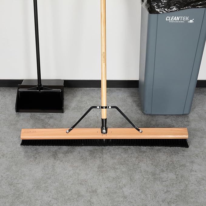 Restaurantware-BROOM HEAD ONLY: Clean Tek Professional 36-Inch Broom Head, 1 Heavy-Duty Push Cleaning Tool - Handle And Brace Sold Separately, Fine Plastic Bristles, Wooden, Commercial Use