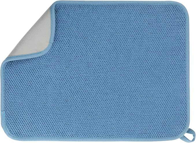 Microfiber Dish Drying Mat, Super Absorbent Kitchen Dish Drying Pad for Easter Day, Reversible Gift Mats for Countertop, 17.8 * 23.6 inch Blue