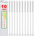 Straw Cleaner Brush for Stanley Cup, Pipe Cleaners Extend 10in Length x 2/5in diam, Straw Cleaning Brush for Tube, Tube Cleaner with Nylon Bristles and Stainless Steel Handle Set of 10 Pack