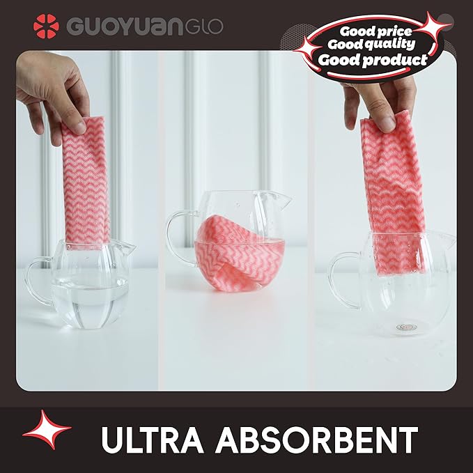 Disposable Cleaning Cloths Roll Disposable Dish Cloth Multi-Purpose Heavy Duty Paper Towels-200 Sheets,Red