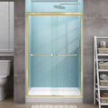 GETPRO Sliding Shower Door 44-48 in. W x 72 in. H Semi-Frameless Bypasss Double Sliding Glass Shower Doors,1/4 inch Clear Tempered Glass Door for Walk-in Shower Brushed Gold