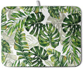 Tropical Palm Leaves Dish Drying Mat for Dishes 16x18 Inch Spring Green Monstera Leaf Drying Mat Watercolor Herbs Dish Drainer Mat Super Absorbent Dish Rack Pad for Coffee Bar Sinks