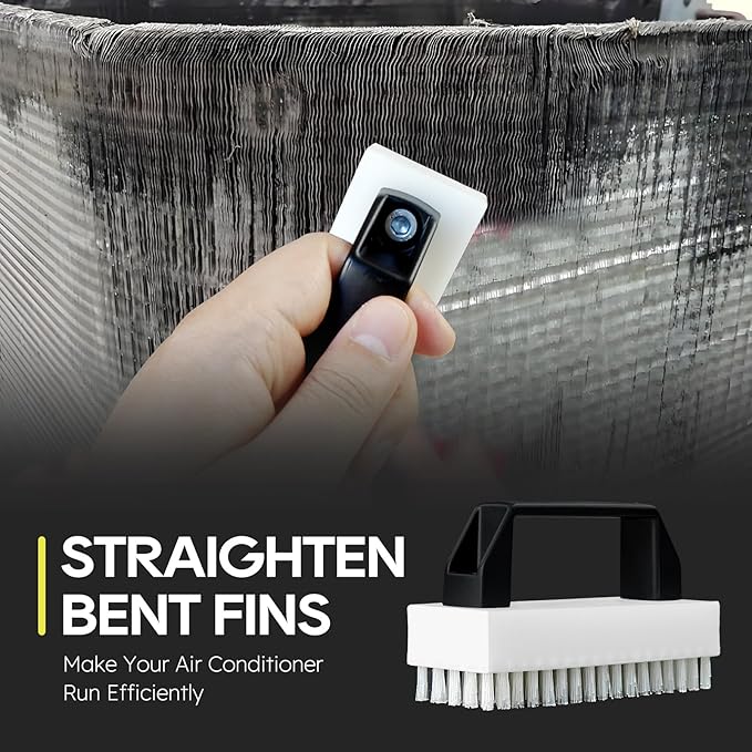 2-in-1 AC Fin Comb Straightener & AC Coil Cleaner Brush, Stiff Bristle Brush, Straighten & Clean Air Conditioner Fins, HVAC Maintenance Clean Tool for Condenser, Evaporator, Radiator