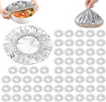 60 PCS Reusable Aluminum Foil Covers, Aluminum Foil Food Covers, Durable and Flexible for Various Container Sizes, Ideal for Food Storage and Freshness