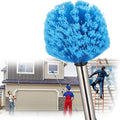Extended Reach Cobweb Duster with 4-Foot Pole - Medium Bristle Brush for Ceiling, Wall, and Indoor/Outdoor Cleaning, Lightweight Stainless Steel (4FT)