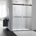 Frameless Sliding Shower Door, 60-64" W x 76" H Glass Shower Door with 5/16" (8mm) Clear Tempered Safety Glass, Stainless Steel Hardware, Double Sliding Shower Door, Matte Black