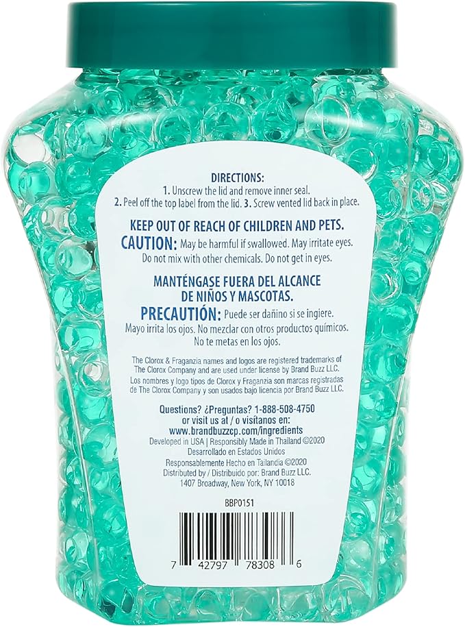 Clorox Fraganzia Crystal Beads Air Freshener, Long Lasting Room Deodorizer and Odor Eliminator Gel Beads to Freshen Home, Car, or Office, Island Orchid Scent, 12 Fl Oz - 6 Pack