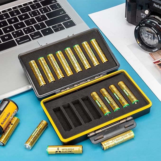 JJC Compact AAA Triple A Battery Storage Case Holder Organizer, Hard Plastic Battery Box for 16pcs AAA Triple A Batteries, Water-Resistant and Easy to Carry