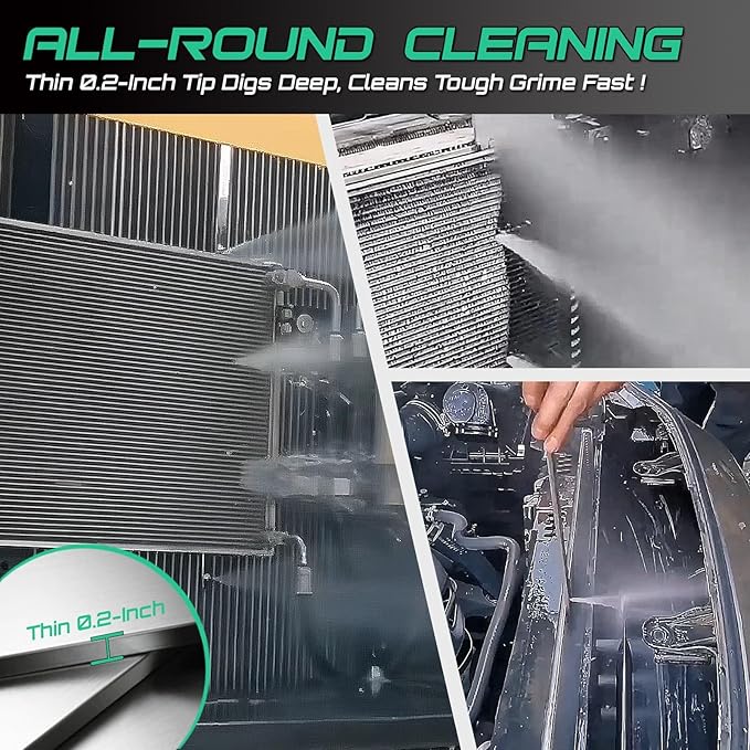 47" & 24" Radiator Cleaning Wand 2-Piece Set, 4500 PSI Stainless Steel Dual Water/Air Radiator Cleaner with Pressure Washer Gun Adapter & Tips for Cars, Trucks, Heavy Equipment, 47in-24in