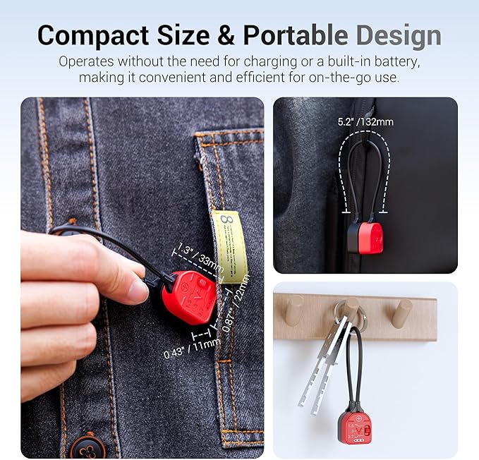 Portable Magnetic Battery Tester for AA AAA C CR2032, Compact Universal Battery Checker with 3 Indicator Lights for CR2025 CR2450 LR44 Double Triple A D 1.5V 3V 3.7V Button Coin Cell Household Battery