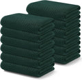 Kitinjoy 100% Cotton Waffle Weave Kitchen Hand Towels (13 X 28 Inches, Blackish Green), 12-Pack Super Soft and Absorbent Dish Towel for Drying Dishes