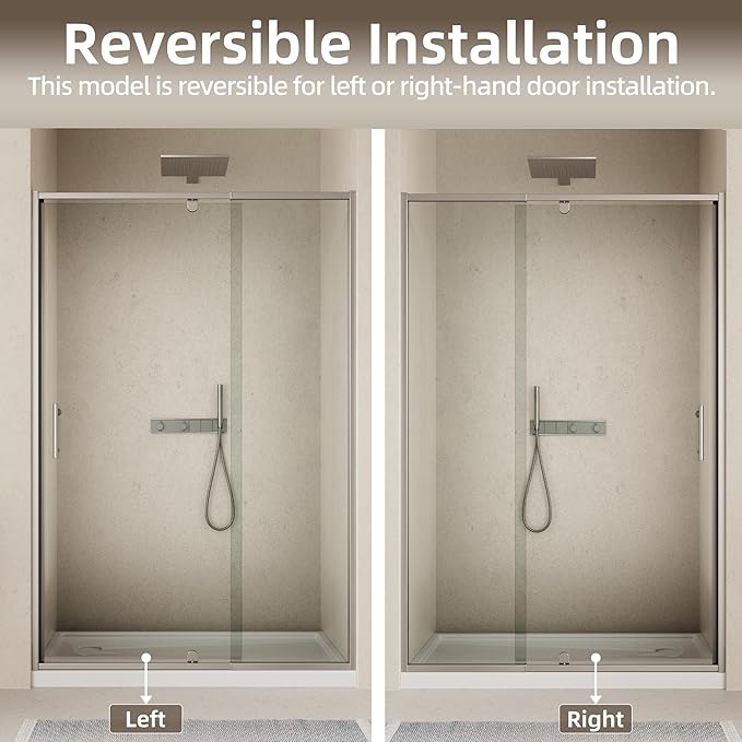 44-48" W x 71" H Pivot Swing Glass Shower Door,Pivot Frame Shower Door with 1/4"(6mm) Clear SGCC Tempered Glass, Magnetic Closing,Chrome