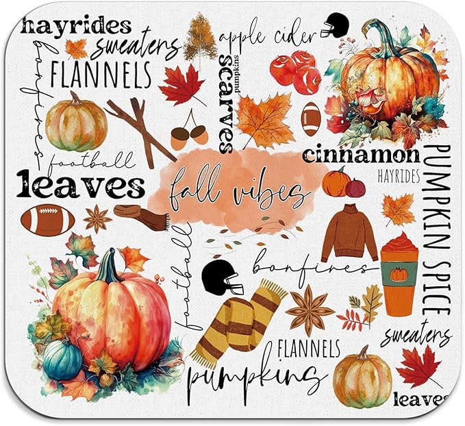Fall Pumpkin Dish Drying Mat - Fall Leaves Dish Drying Mat,Fall Vibes Dish Drying Mat,Rugby Football Absorbent Dish Drying Mat For Kitchen Counter,16x17.5 Inch, 240-JL-GZD-01